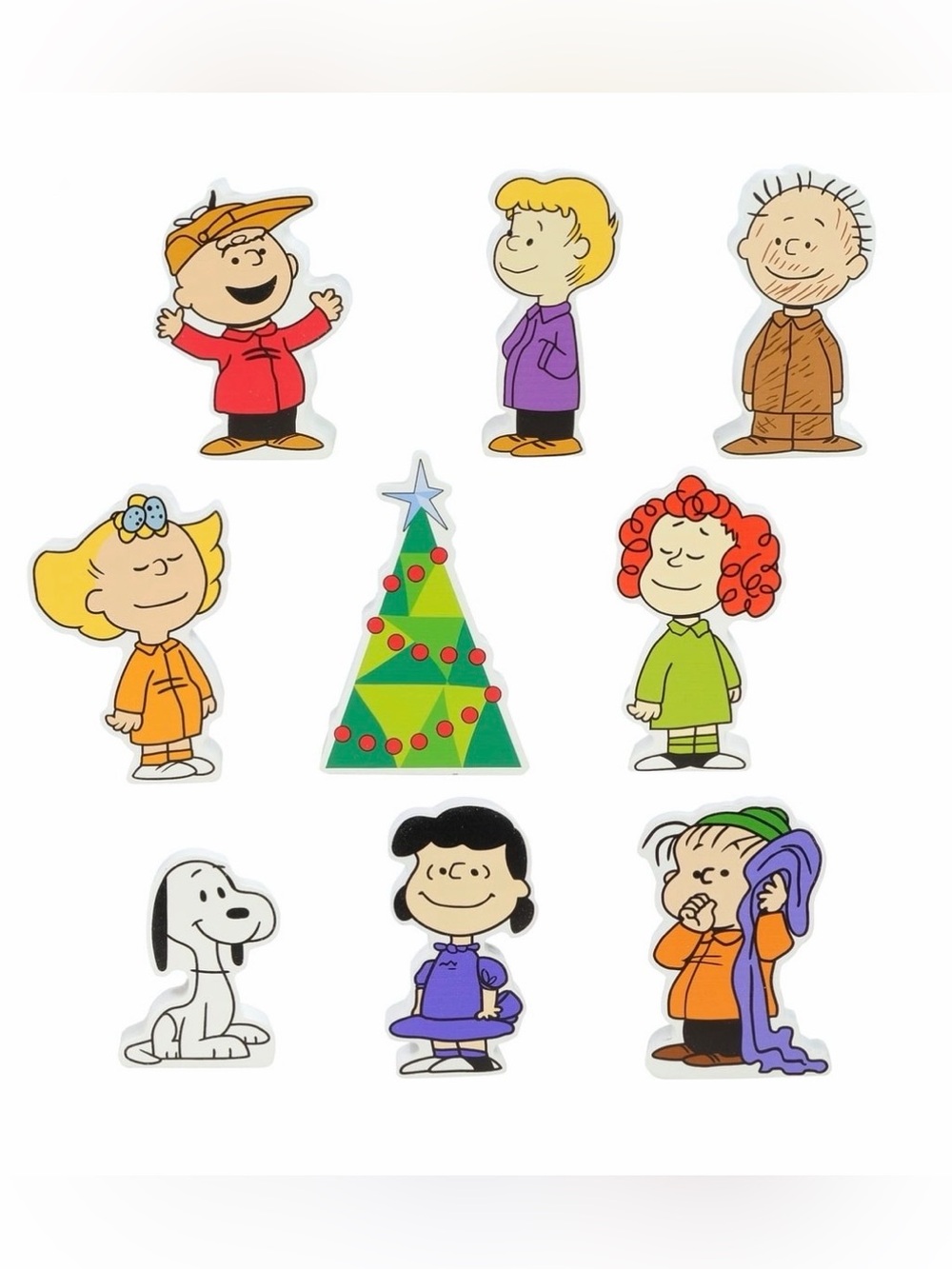 75 Years Peanuts Snoopy 9 Pcs. Figurine Set Wood Block Christmas Tabletop Décor